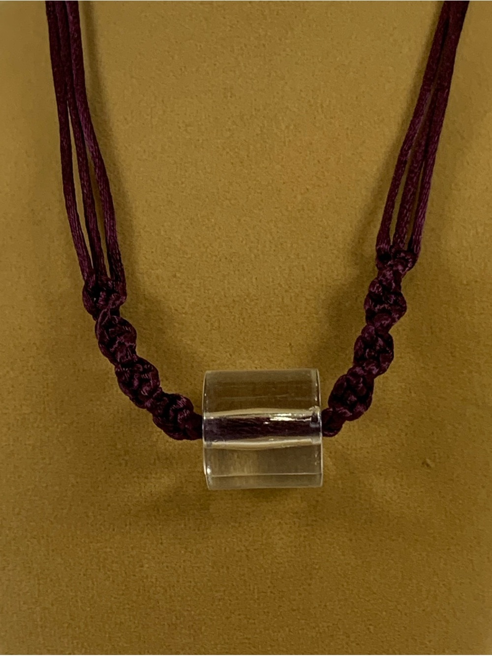 Vintage 1970s Laguna Macrame Necklace Lucite Bead